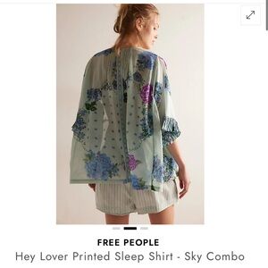 ✨ISO✨Free People Hey Lover Printed Sleep Shirt in Sky Combo
